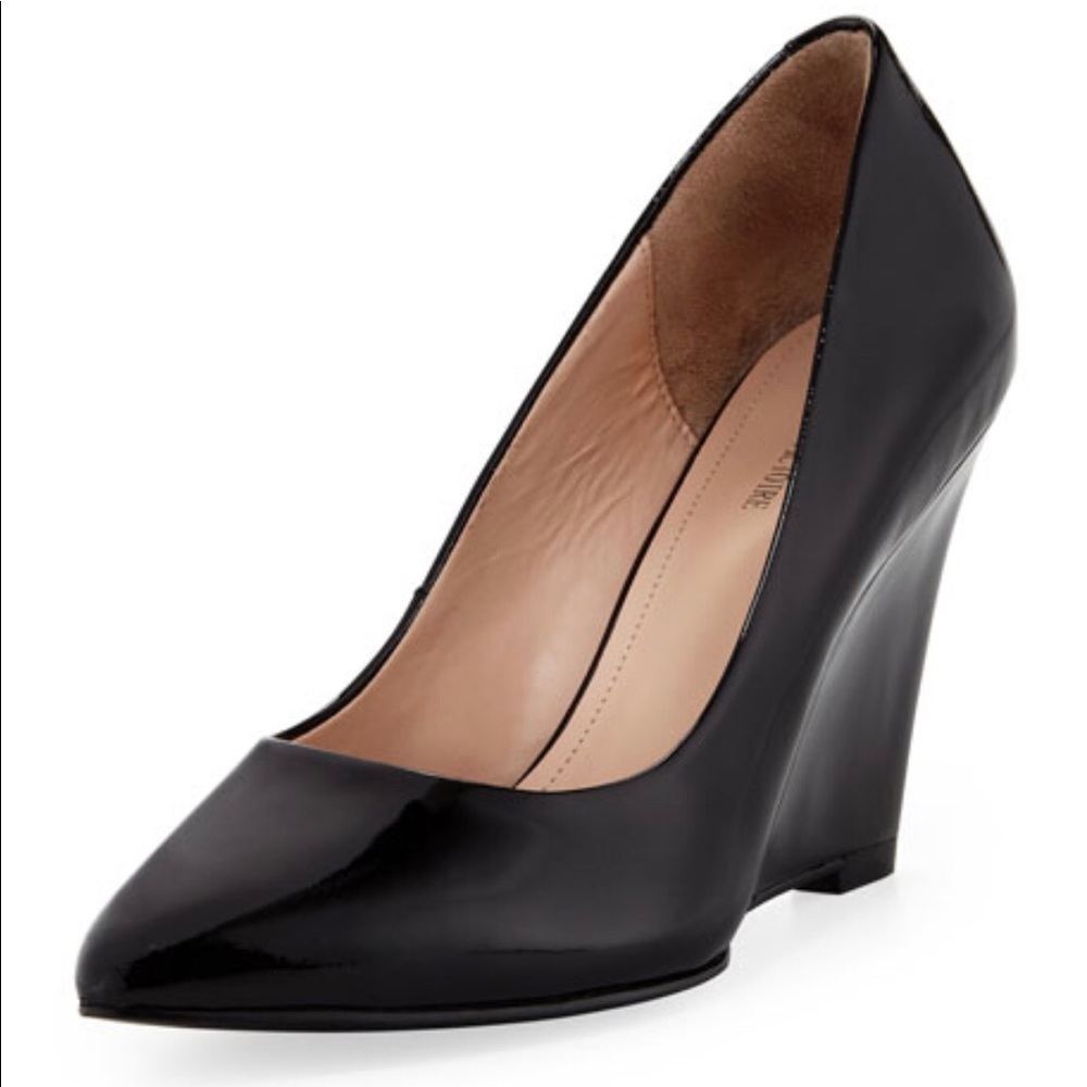 Pour La Victoire Milla Black Patent Wedge Pump